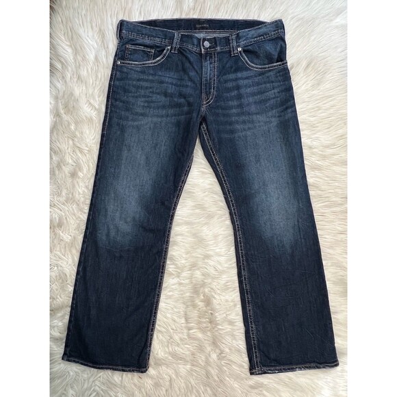 Silver Jeans Men’s Zac 38x32 (40x31) Dark Blue Denim Relaxed Bootcut Jeans - Picture 2 of 8